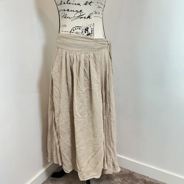 Free People Maxi Skirt Gauze Beige Boho Bohemian Festival Flowy Sz L - Image 2