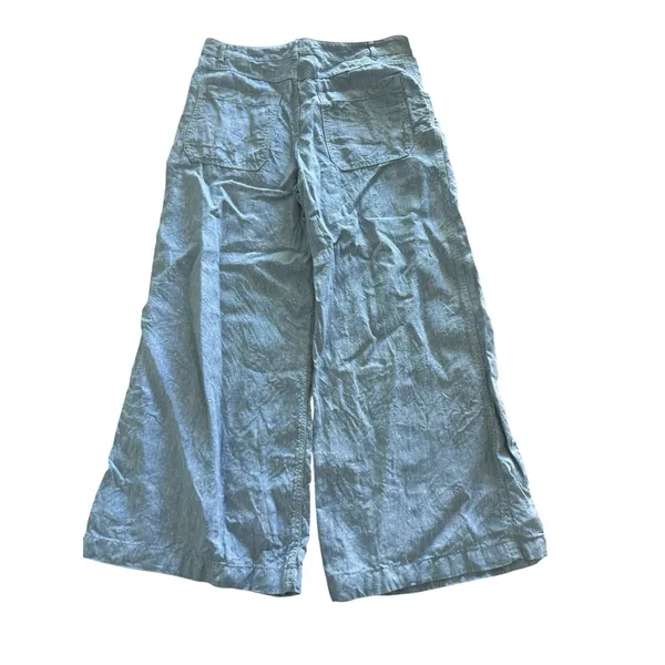 Madewell Zoe Relaxed Wide Leg Linen Pant Women's 8 Light Blue High Rise - Image 4