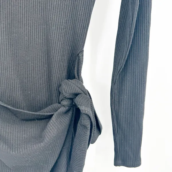 Reformation Womens Party Going Out Cali Tie Side Ribbed Mini Dress Size M Black‎ - Image 5