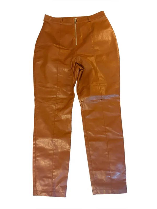 Lovers and Friends Georgie Pant in Chestnut Brown Womens Large Faux Leather - Image 2