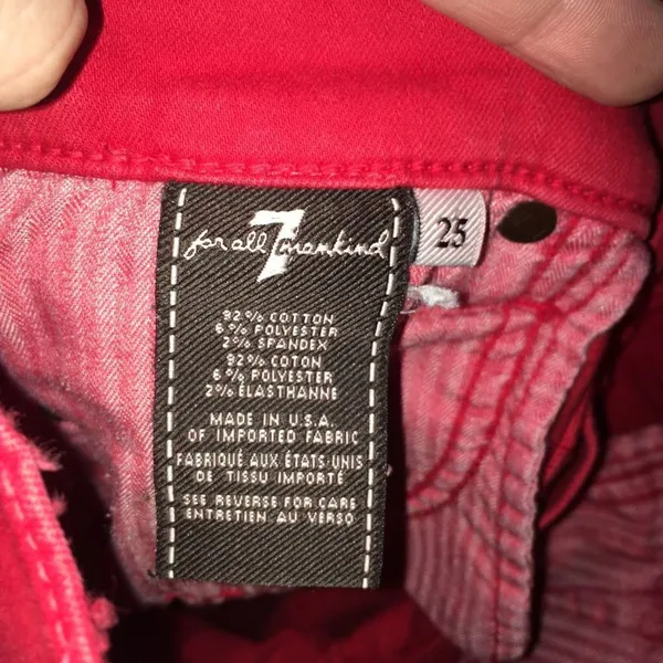 7 for All Mankind red slim size 25 topped jeans - Image 3