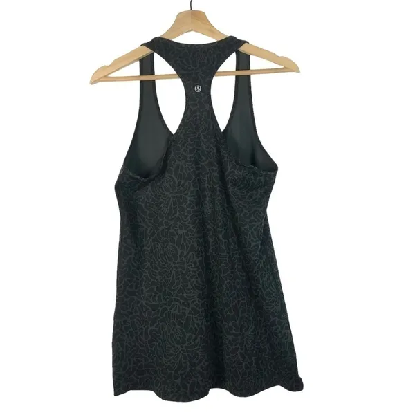 Lululemon Cool Racerback Black‎ Petal Camo Printed Black Deep Coal Tank 6 - Image 4