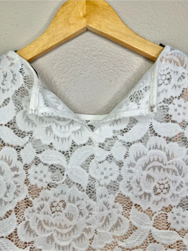NEW BHLDN Anthropologie Jive Top Lace Bridal Wedding Blouse Top White Floral - Image 8