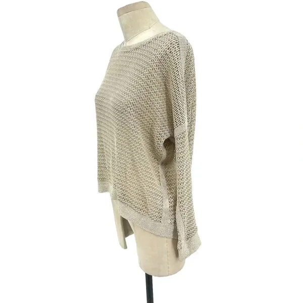 Generation Love Metallic Gold Open Knit Mesh Pullover‎ Sweater Size XS/S - Image 2
