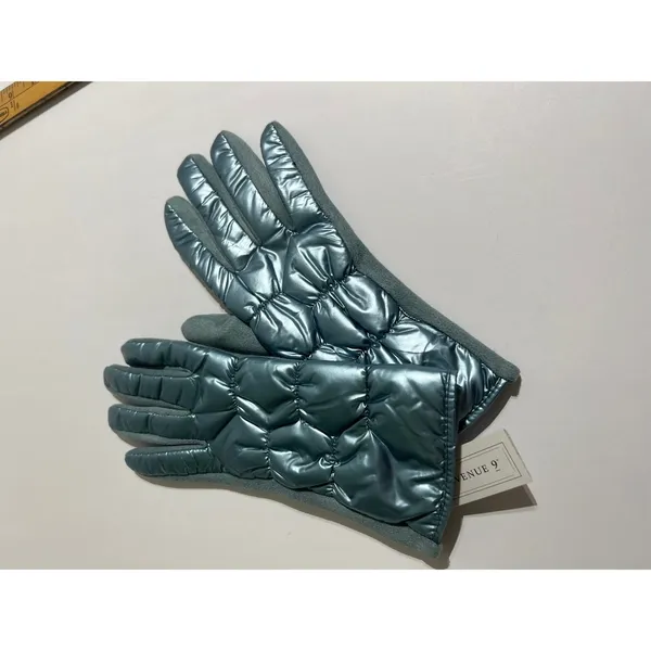 Avenue 9 Puffy Texting Gloves Blue Quilted‎ Winter Warm Insulated Womens - Image 2