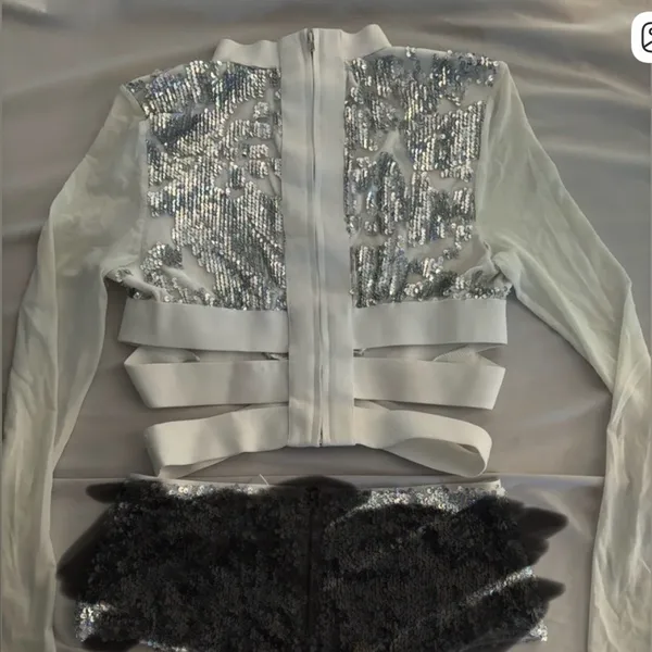 iHeartRaves Silver Rainbow Holographic Sequin Top - Image 3