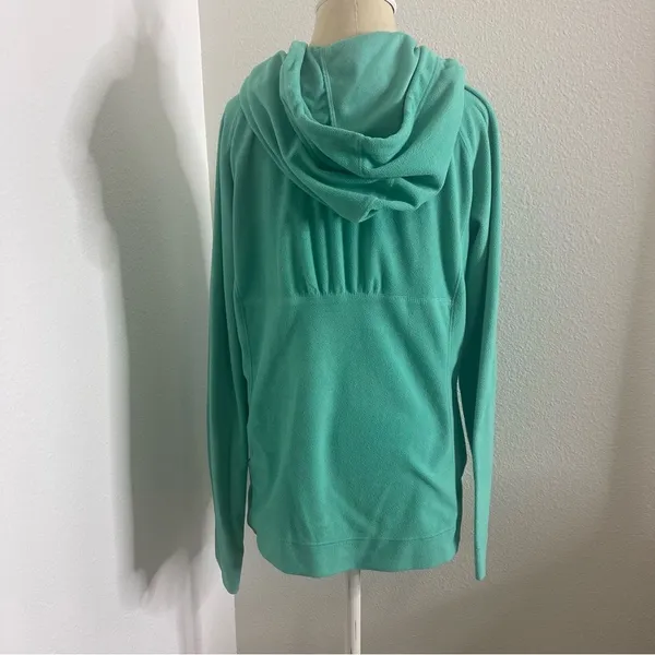Columbia Size L Lightweight Fleece Jacket Solid Turquoise Long Sleeve Hoodie - Image 6