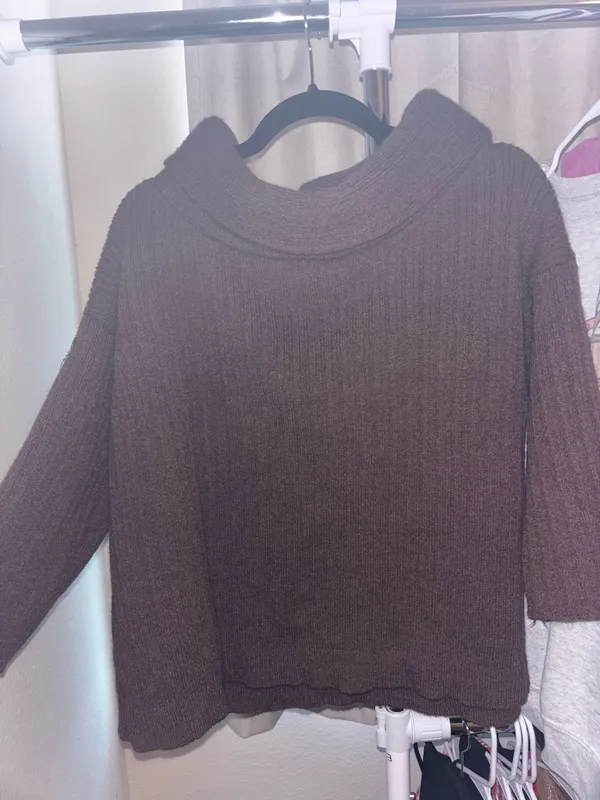 Amazon Brown off the Shoulder Sweater - Image 2