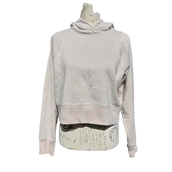 Lululemon Loungeful Cropped‎ Hoodie Spark Sweatshirt Size 6 Beige Shimmer Gold - Image 2