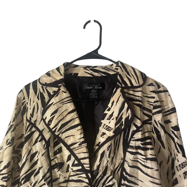Brandon Thomas Y2k Women's Size Medium Linen Blend‎ Animal Print Retro Blazer - Image 2