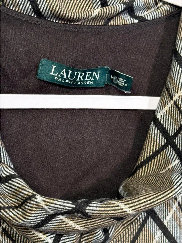 Lauren Ralph Lauren Plaid Cowl Neck Dress, size 14 - Image 5