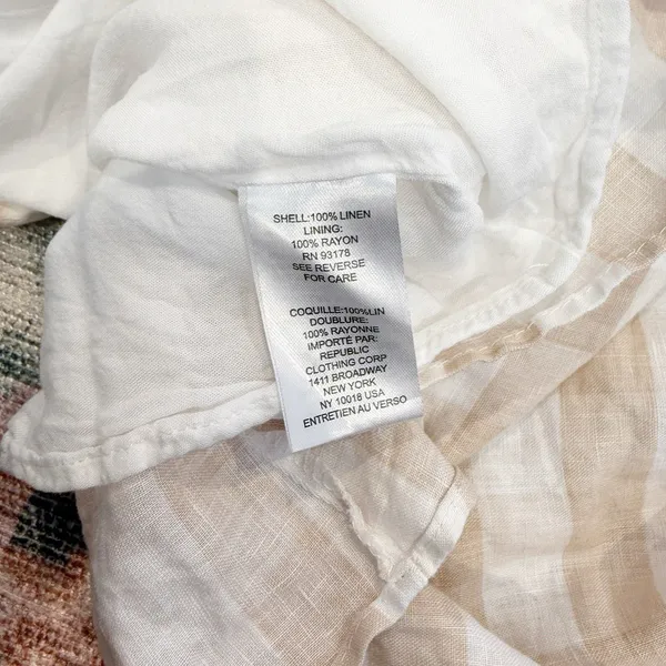 House Of Harlow Linen Gingham Smocked Milkmaid Dress XL Cottagecore Boho Prairie - Image 7