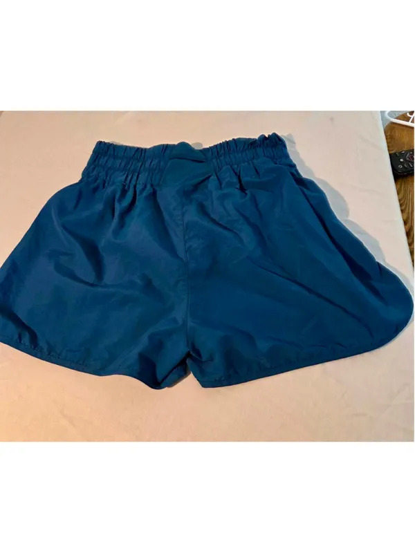 Zenana Women’s Smocked Waist Athletic Running Shorts Lined Teal Blue 2X W-204 - Image 2