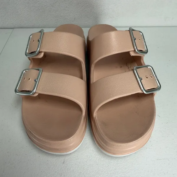 MIA 8 Slide Sandals Platform Double Buckle Blush Pink Chunky Lug Sole Summer - Image 4