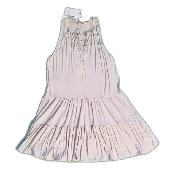 Zara NWT Beige Tiered Babydoll Midi Dress Soft Resort Wear Casual Summer Boho S - Image 2