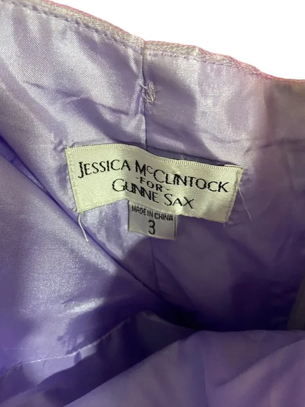 Gunne Sax Jessica McClintock Vintage Strapless Dress Purple Size 3 Homecoming - Image 3