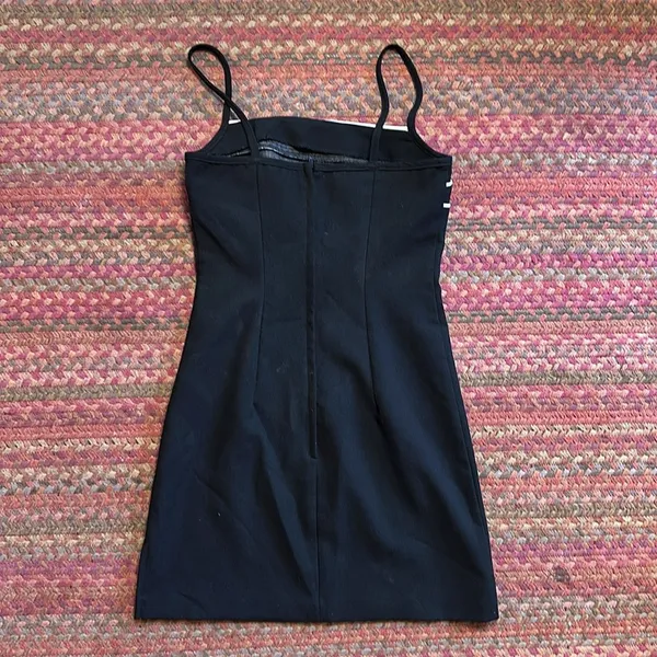 Vtg Byer Too Black Mini Dress White Stripe Cami - Image 3