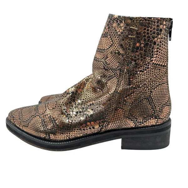 Free People Amarone Ankle Boot Metallic Copper‎ Snakeskin Print Size 38 US 7.5 - Image 12