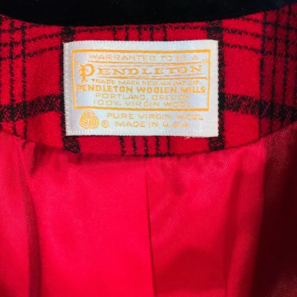 Awesome Vintage 1980s Velvet Trim Pendleton Plaid Wool Blazer! - Image 7
