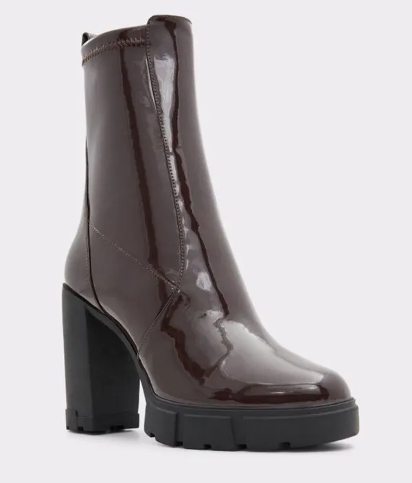 NEW ALDO Llana Women's Platform Heeled Ankle Boots Chocolate Brown - Image 2