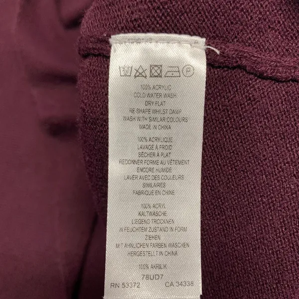 French Connection Burgundy V Neck Sweater Asymmetric Hem Sz Small - Image 10