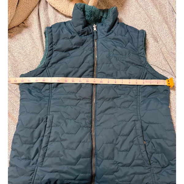 FREE COUNTRY Reversible Vest Teal Green‎ Size Large Full Zip Fur Water Resistant - Image 5