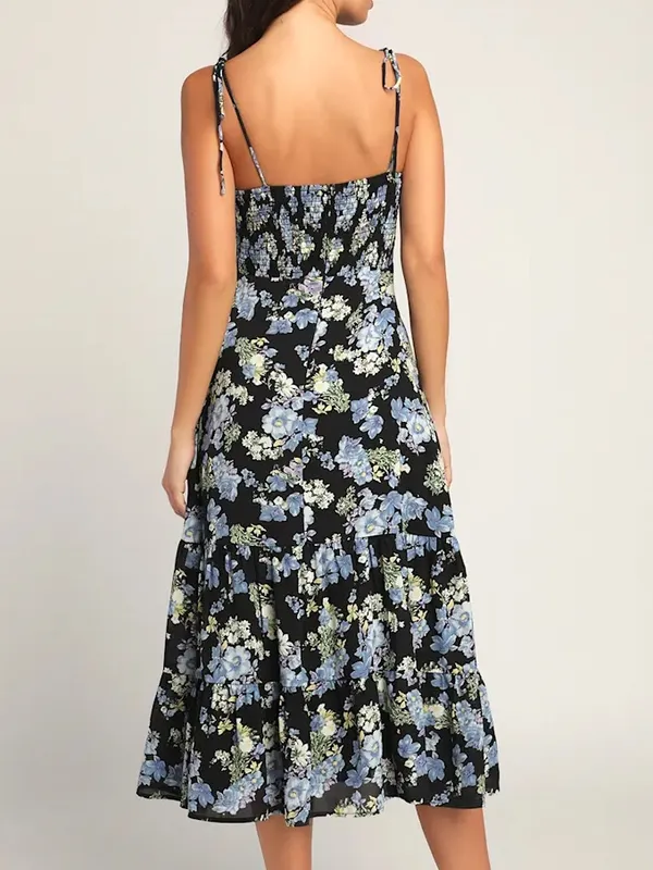Lulu’s Started with a Kiss Floral Tie Strap Midi Dress - Image 2