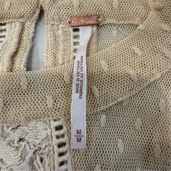 Free People Modern Lace Mesh Maisie Tunic Sleeveless Top Women’s Medium Cream - Image 5