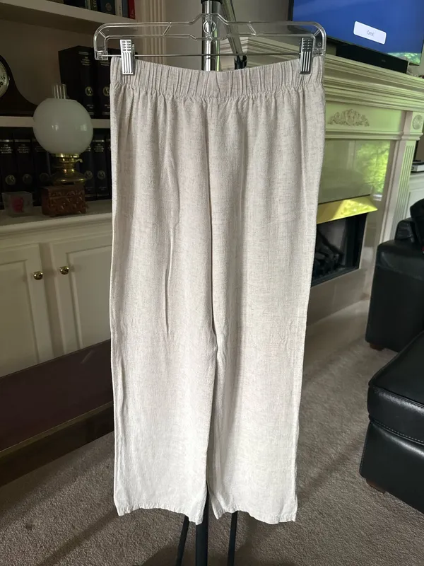 Shein cream elastic waist wide leg pants - Image 3
