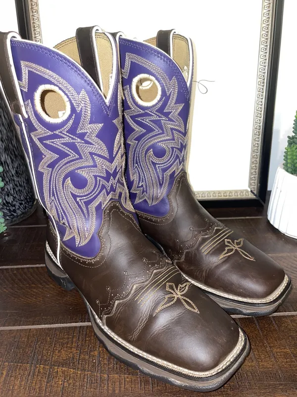 Durango Lady Rebel Purple Brown Western Cowboy Boots Womens 7.5 - Image 3