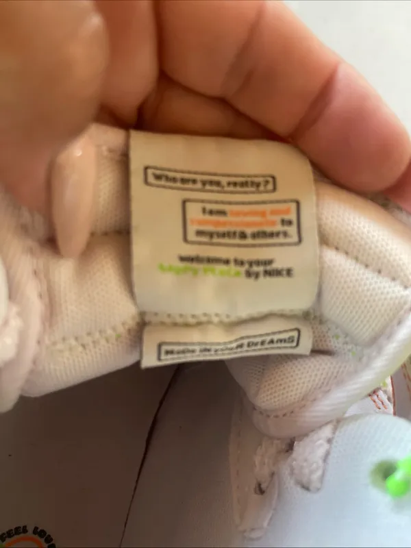 Nike Kids High-Top Sneakers in White with Yellow Swoosh and Neon Accents - Image 8