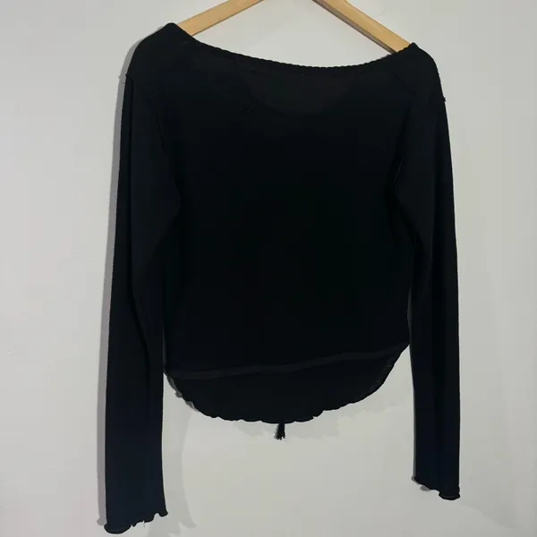 NEW We The Free Free People Cecilia‎ Shirt Black Medium Casual Edgy Grunge - Image 8