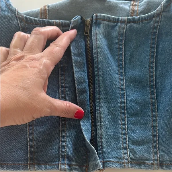Denim Crop Corset Tank Blue Size M - Image 6