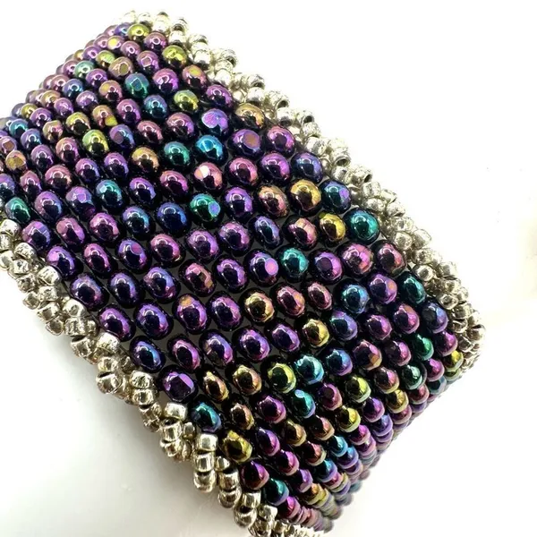 Purple beaded wide bracelet - Image 3