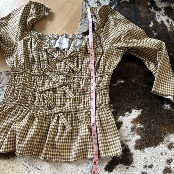 REFORMATION Lauryn Top‎ Gingham In brown Size 10 NWT - Image 8
