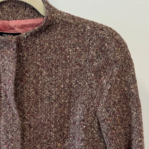 Vintage Philippe Adec Paris Wool Tweed Blazer Jacket Brown Burgundy Size 12 - Image 6