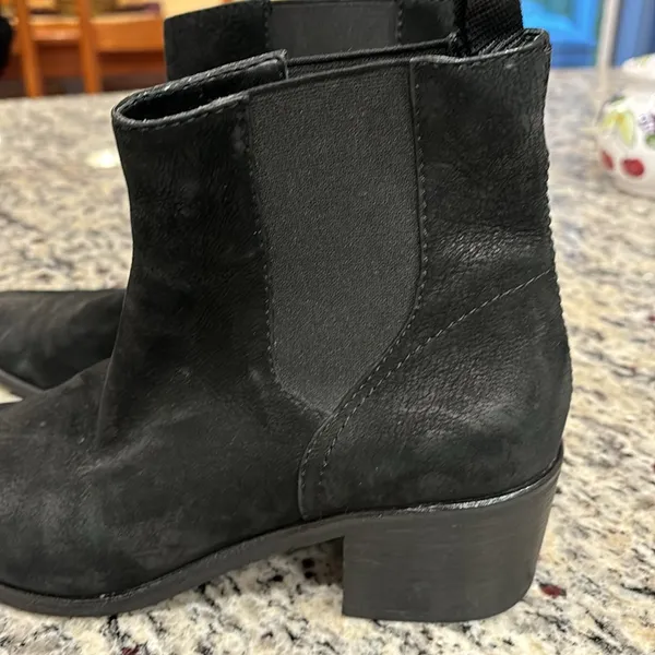 Dolce Vita black textured suede pointed toe pull on style 2” ankle boots - Image 2