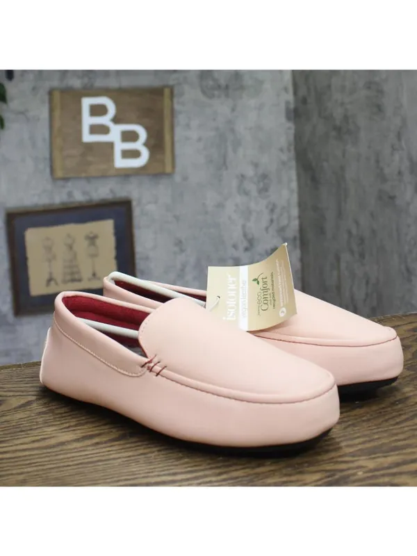 NWT Isotoner Leather Faux Fur Moccasin Slippers Evening Sand Pink XL (9.5-10.5) - Image 2