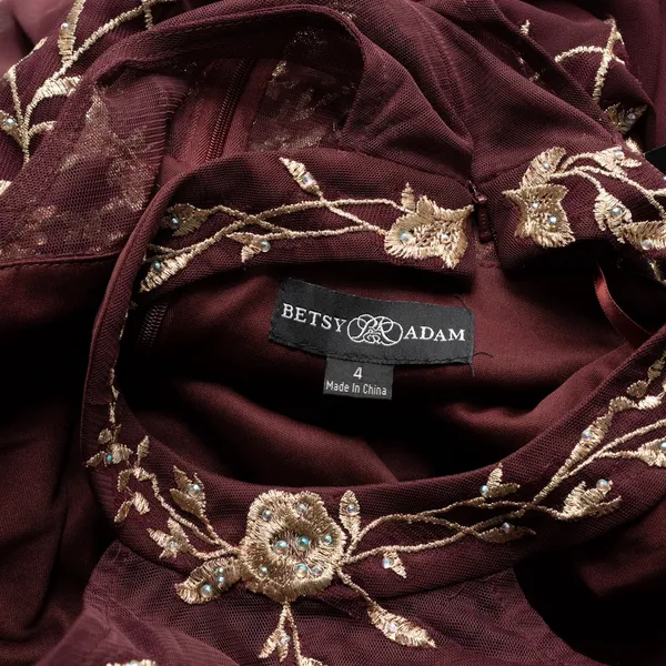 Betsy & Adam‎ - "Celeste" Long Embroidered Chiffon Gown. - Image 4