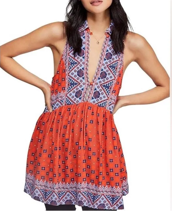 Charlotte boho mixed print sleeveless tunic top - Image 7