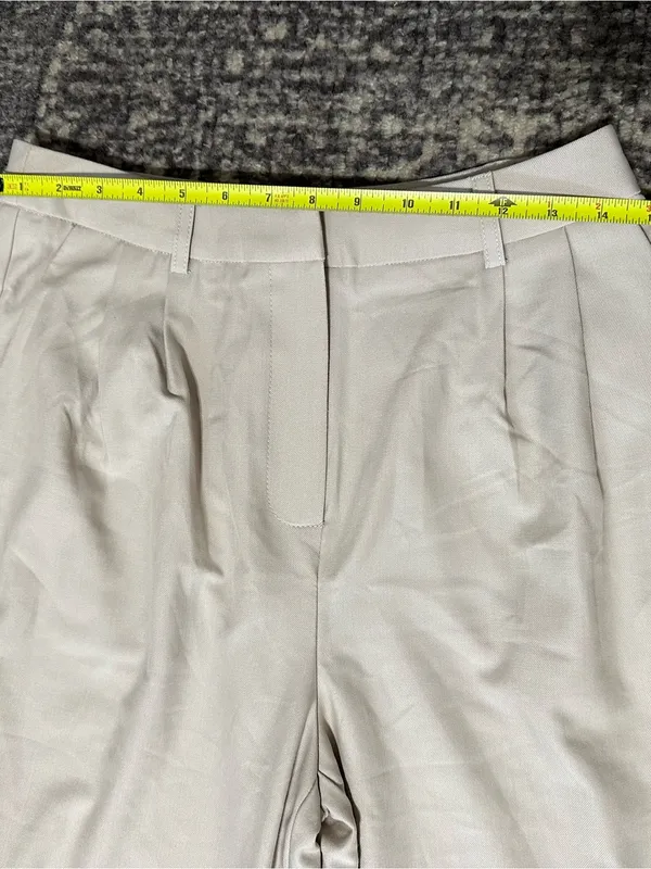 Commense NWT Women’s Sz M Light Beige Wide Leg High Waist Pleated Pants Trousers - Image 7