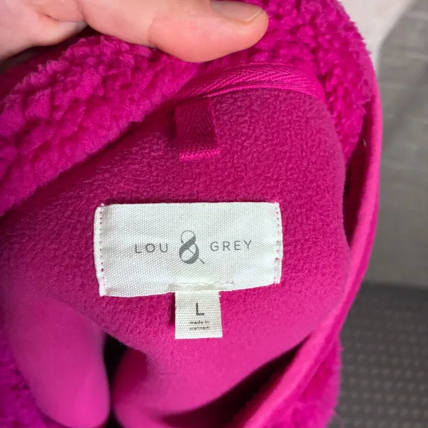 Lou & Grey Upstate Sherpa Fleece Pullover Magenta Pink Snap Neck Sweatshirt L - Image 3