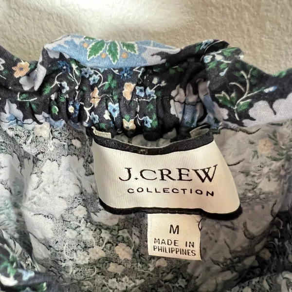 J. Crew Womens Blue Ruffle‎ Tie Shoulder Blouse Top Size Medium - Image 4