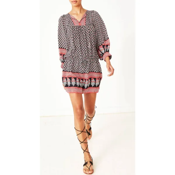 Ulla Johnson Bazaar Silk Mini Blouson Dress Light Indian Floral Print Size 2 - Image 4
