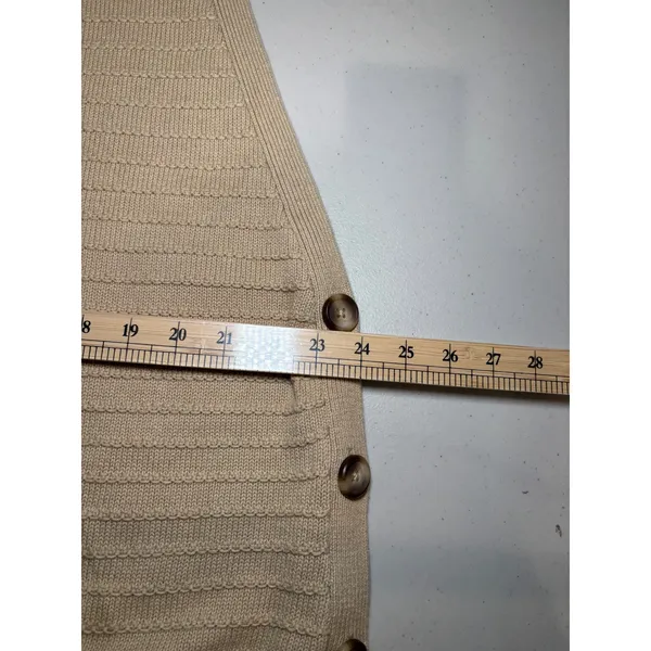 Chico's Beige Taupe Cotton Linen Sweater Vest 3 XL Side Button Layers‎ Preppy - Image 6