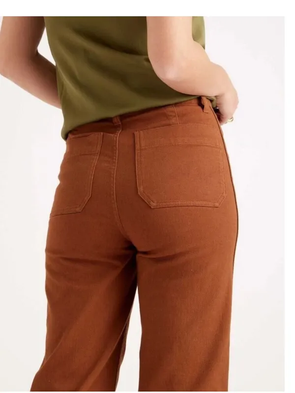 Quince Stretch Cotton Twill Wide Legs Jeans Womens 26 Rust Brown - Image 8