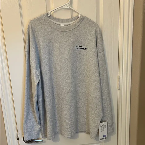 lululemon heavyweight cotton crewneck Gray Long Sleeve Tee. NWT XL - Image 4
