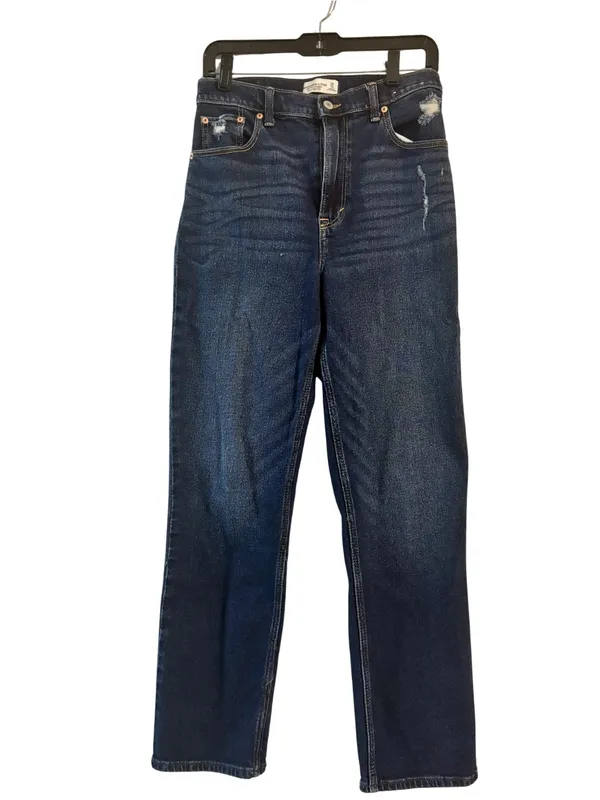 Abercrombie & Fitch Dark Indigo High-Rise Straight Jeans - Image 4