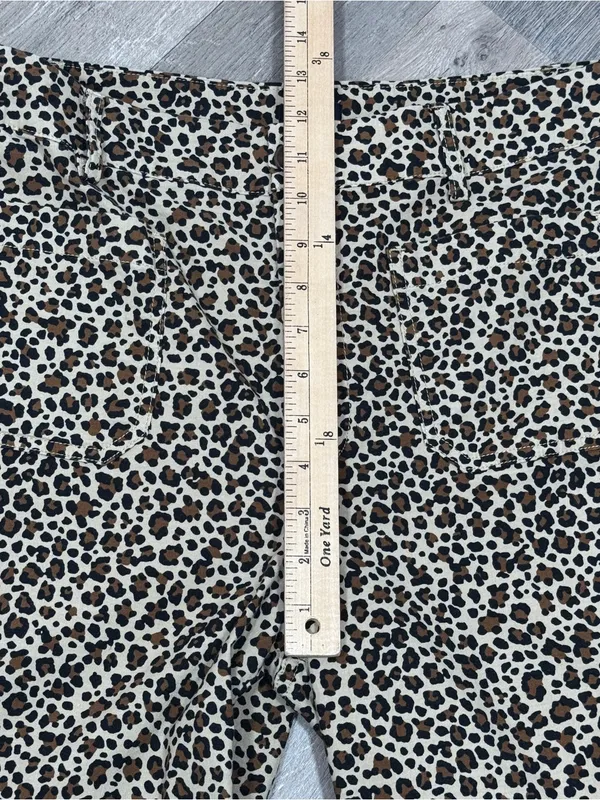 J. Crew Lizzie Leopard Print High‎ Rise Wide Leg Pants Tan Black 30 Chino - Image 12