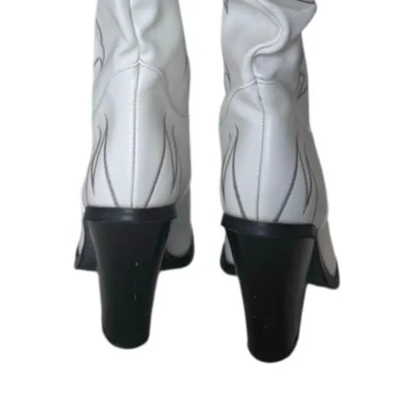 Sergio Todzi Thigh High Boots Western Cowboy Boots Size 37 US 6.5 White - Image 4